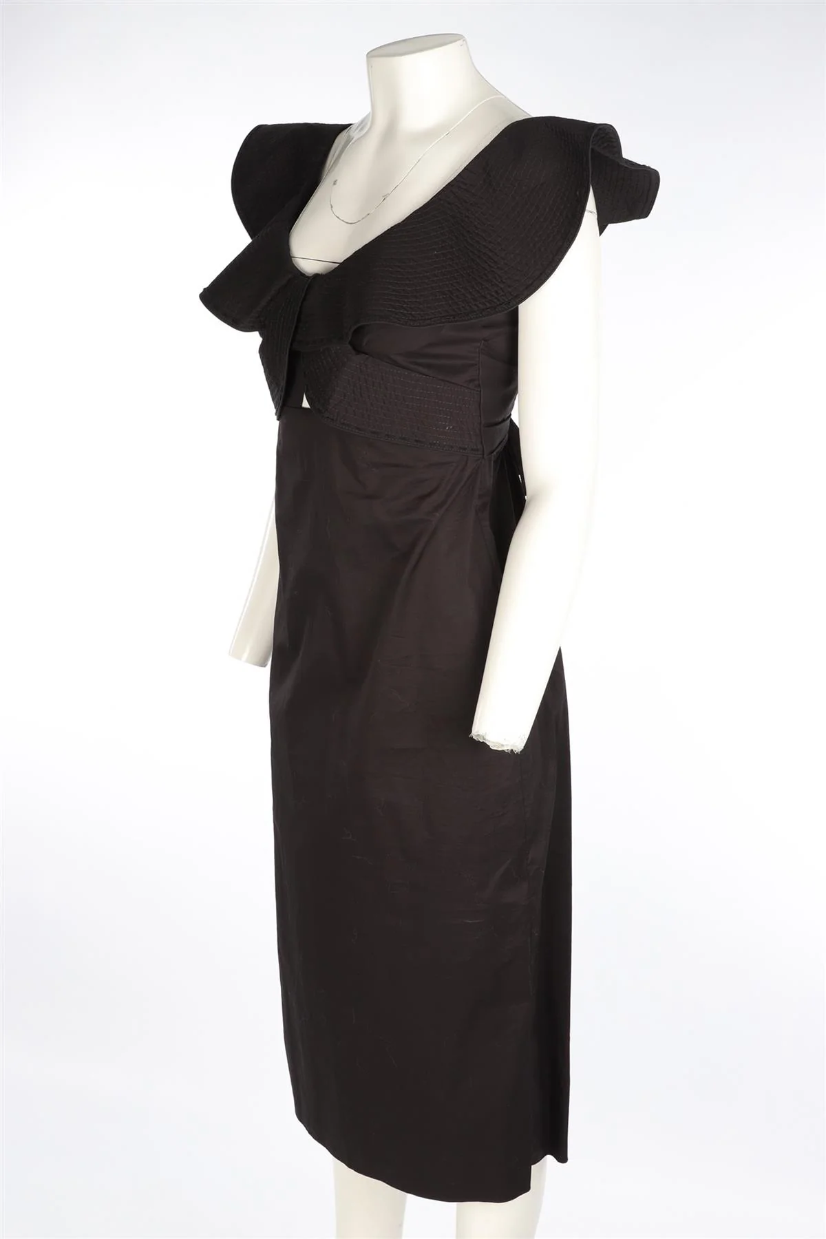 JOHANNA ORTIZ BLACK COTTON MIDI DRESS US 4 UK 8 - Image 3