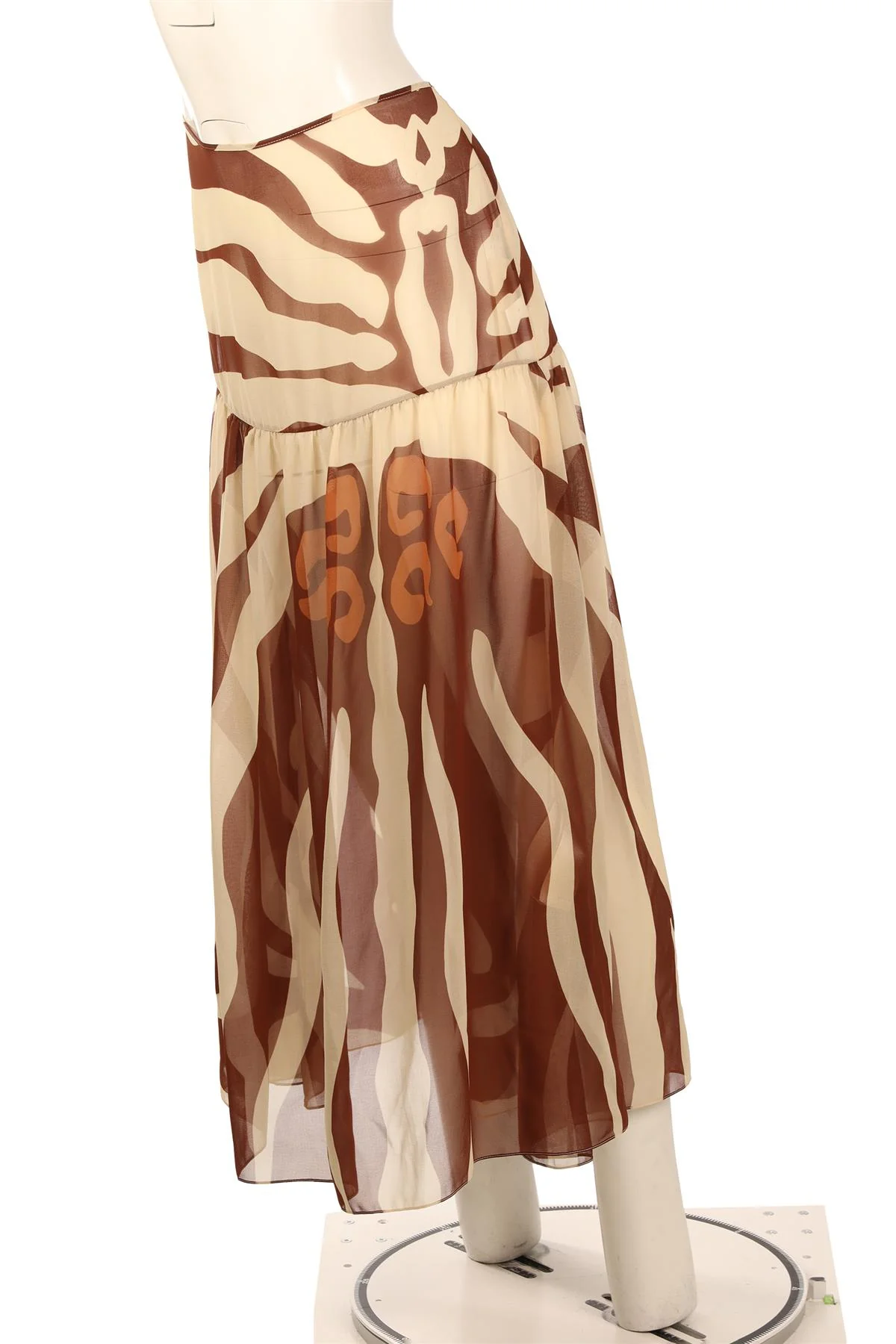 JOHANNA ORTIZ BROWN CHIFFON MIDI SKIRT UK 10 - Image 3