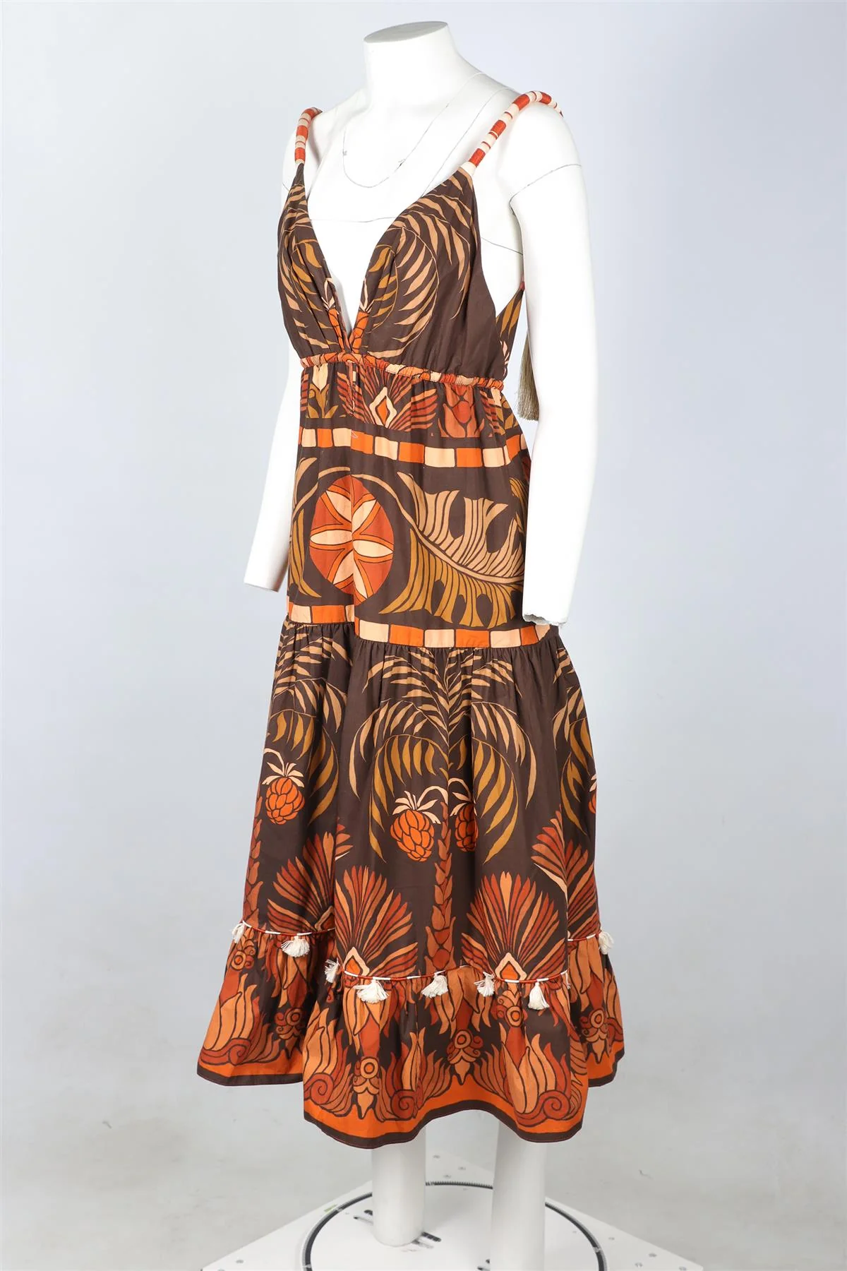 JOHANNA ORTIZ BROWN COTTON MAXI DRESS US 6 UK 10 - Image 3