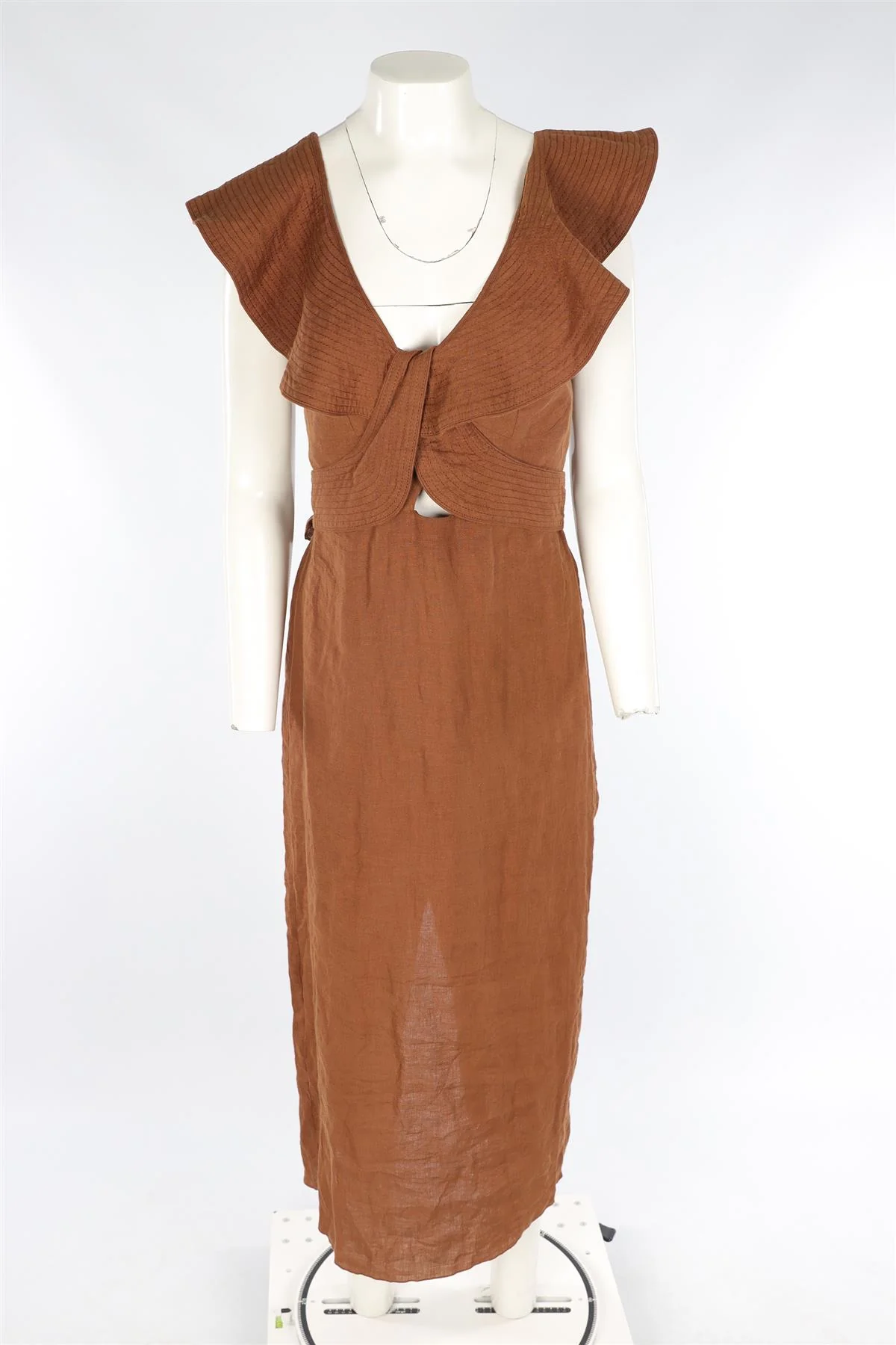 JOHANNA ORTIZ BROWN LINEN MAXI DRESS US 6 UK 10 - Image 2