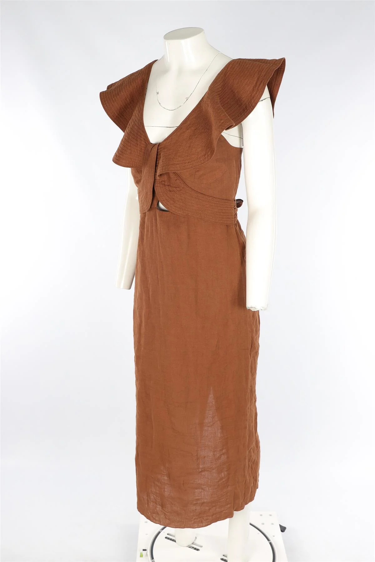 JOHANNA ORTIZ BROWN LINEN MAXI DRESS US 6 UK 10 - Image 3