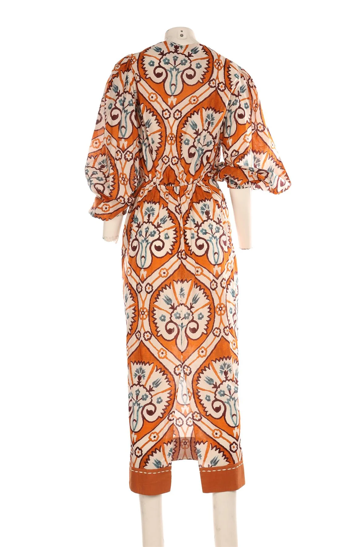 JOHANNA ORTIZ ORANGE COTTON MAXI DRESS US 6 UK 10 - Image 4