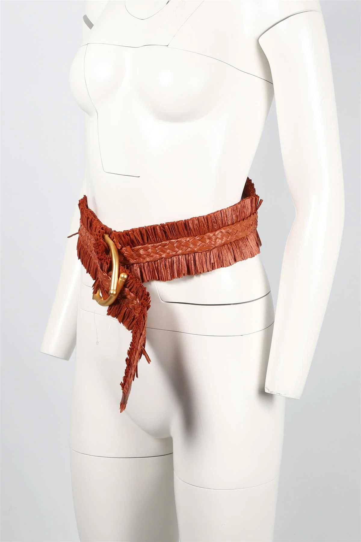 JOHANNA ORTIZ ORANGE STRAW AND LEATHER WAIST BELT LARGE - Image 3