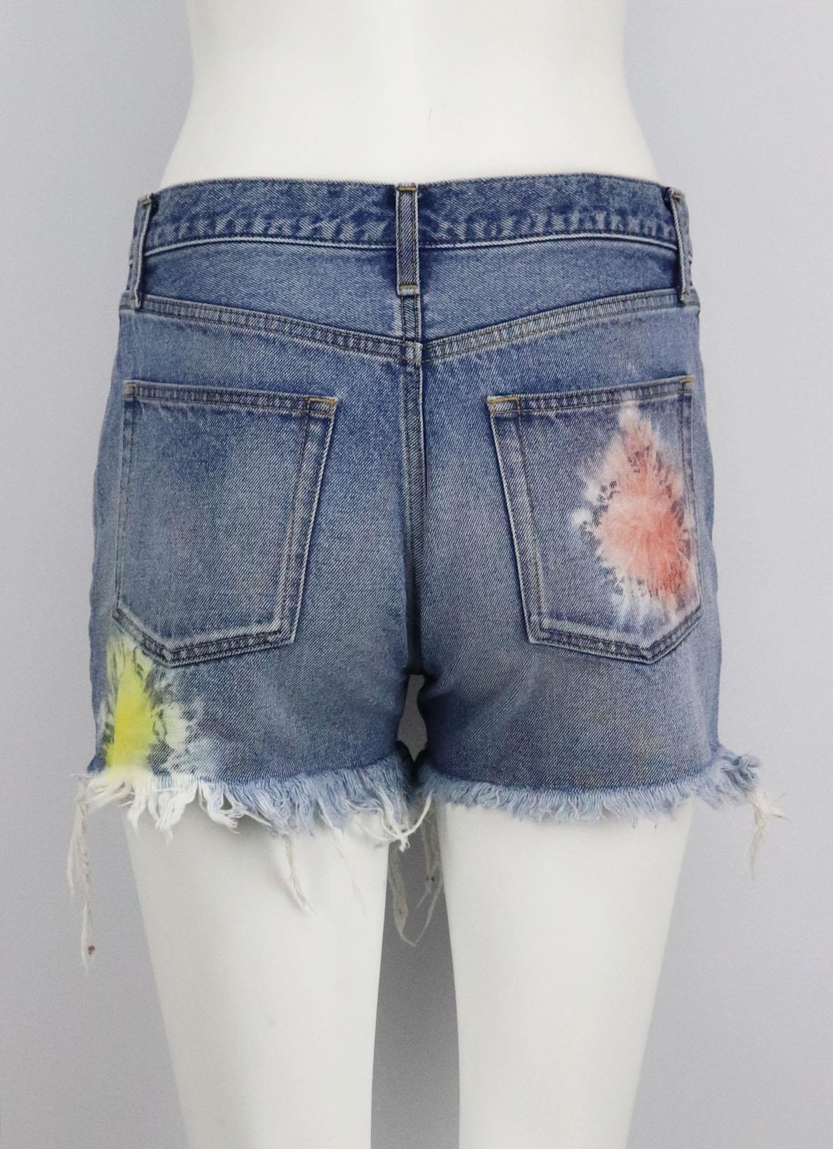 JOHN ELLIOTT TIE DYED DENIM SHORTS W27 UK 8/10 - Image 4