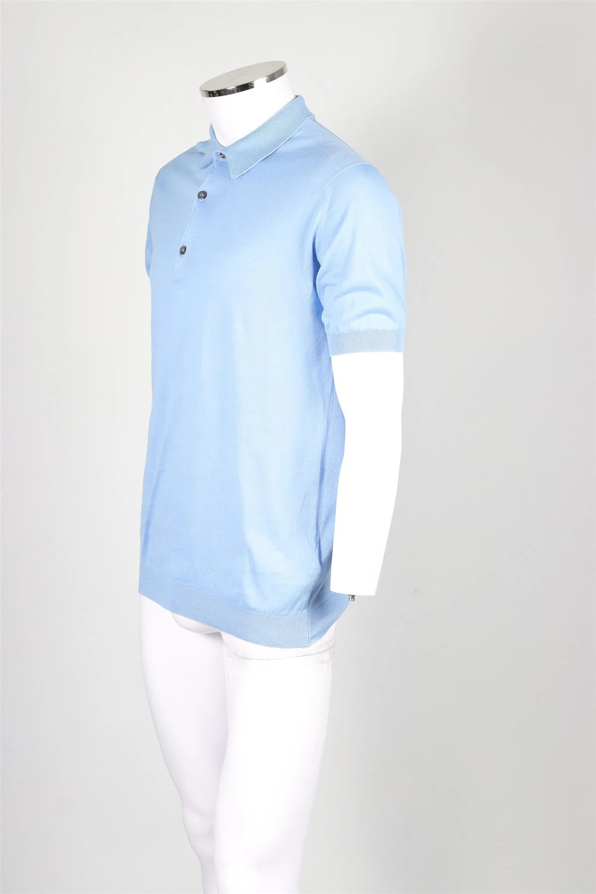 JOHN SMEDLEY BLUE MEN'S COTTON POLO SHIRT MEDIUM - Image 3