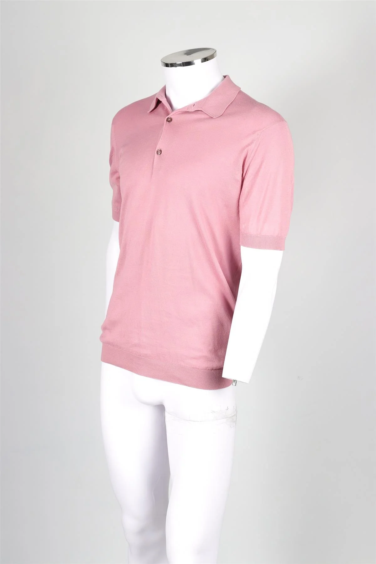 JOHN SMEDLEY PINK MEN'S COTTON POLO SHIRT MEDIUM - Image 3