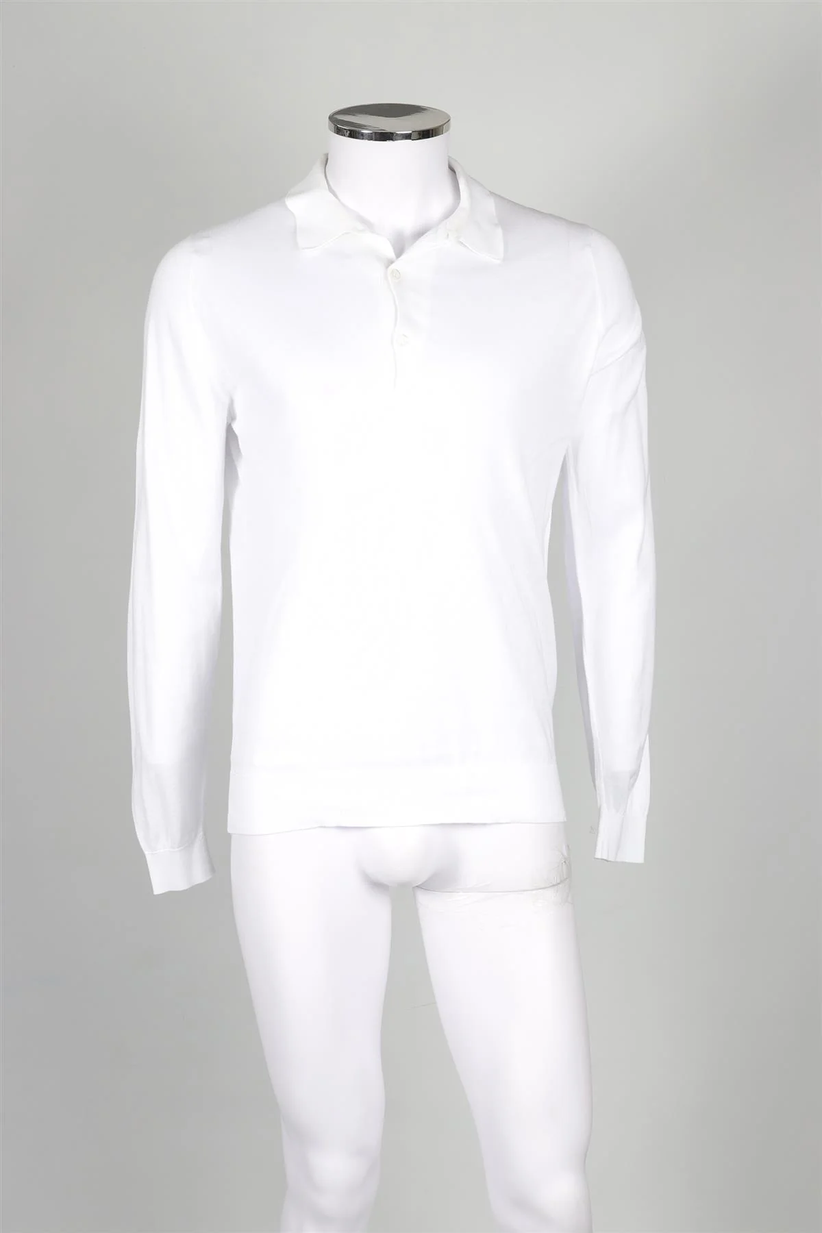 JOHN SMEDLEY WHITE MEN'S COTTON POLO SHIRT MEDIUM - Image 2
