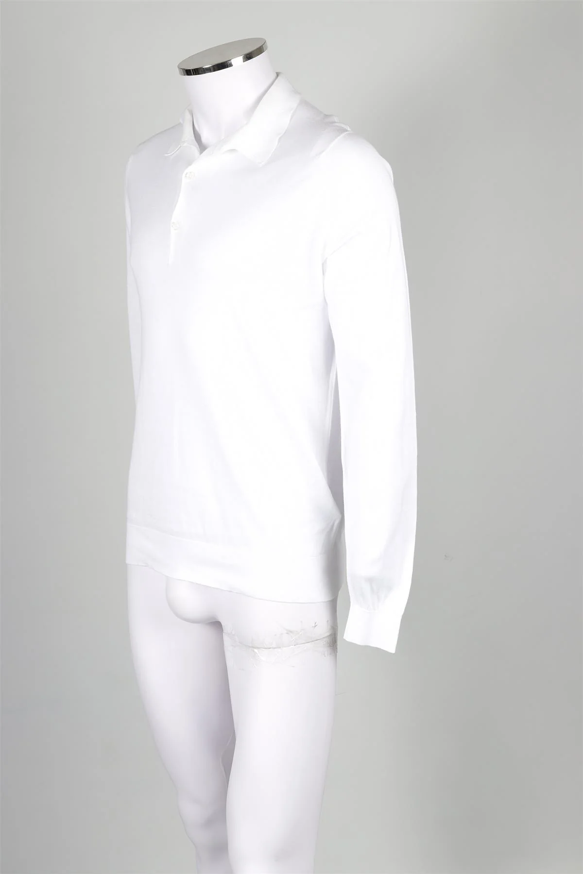 JOHN SMEDLEY WHITE MEN'S COTTON POLO SHIRT MEDIUM - Image 3