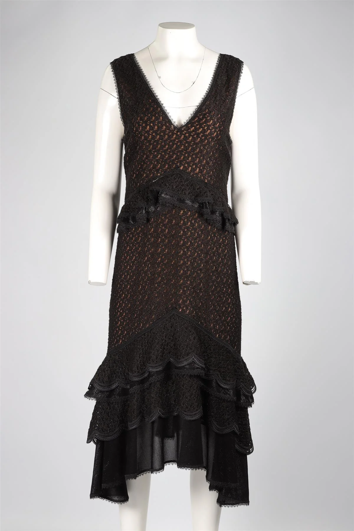 JONATHAN SIMKHAI BLACK LACE MIDI DRESS US 10 UK 14 - Image 2