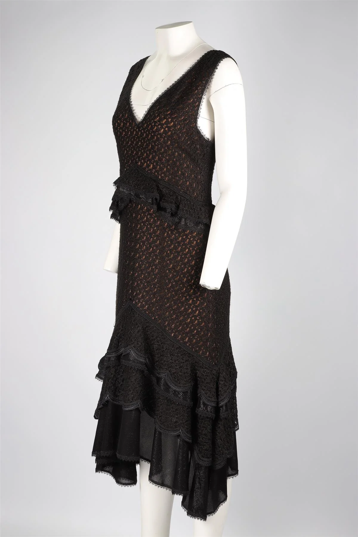JONATHAN SIMKHAI BLACK LACE MIDI DRESS US 10 UK 14 - Image 3