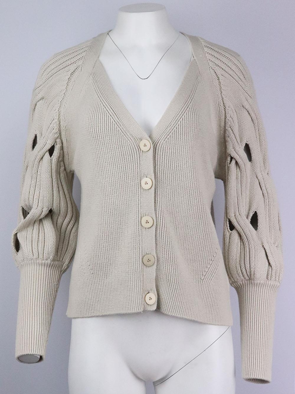 JONATHAN SIMKHAI CABLE KNIT WOOL AND COTTON BLEND CARDIGAN SMALL - Image 2