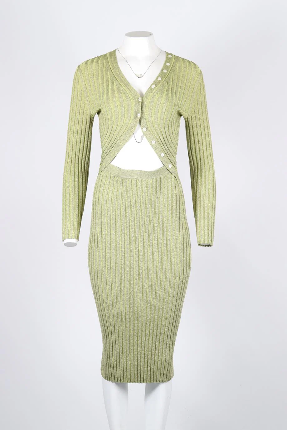 JONATHAN SIMKHAI CUTOUT RIBBED KNIT MIDI DRESS MEDIUM - Image 2