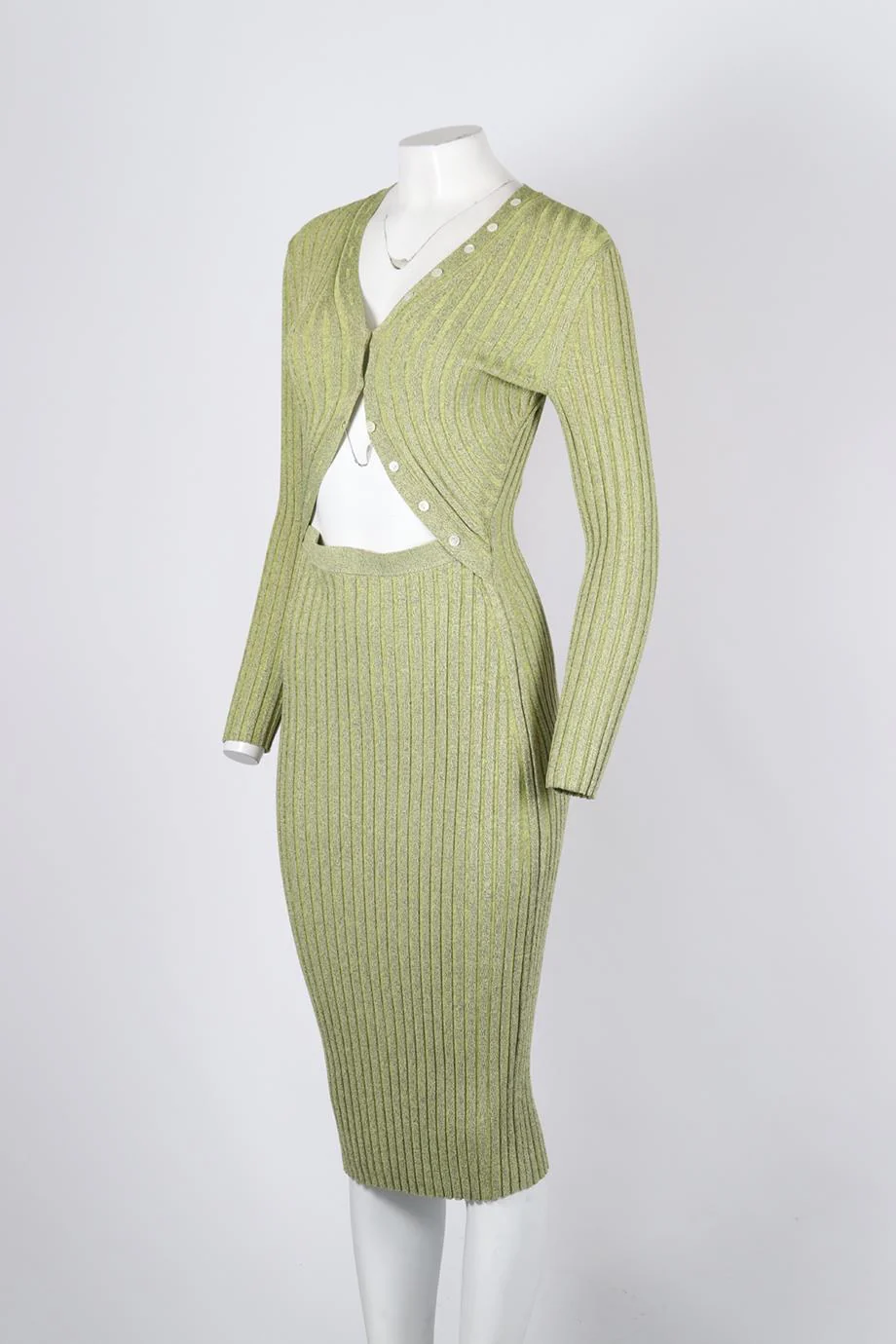 JONATHAN SIMKHAI CUTOUT RIBBED KNIT MIDI DRESS MEDIUM - Image 3