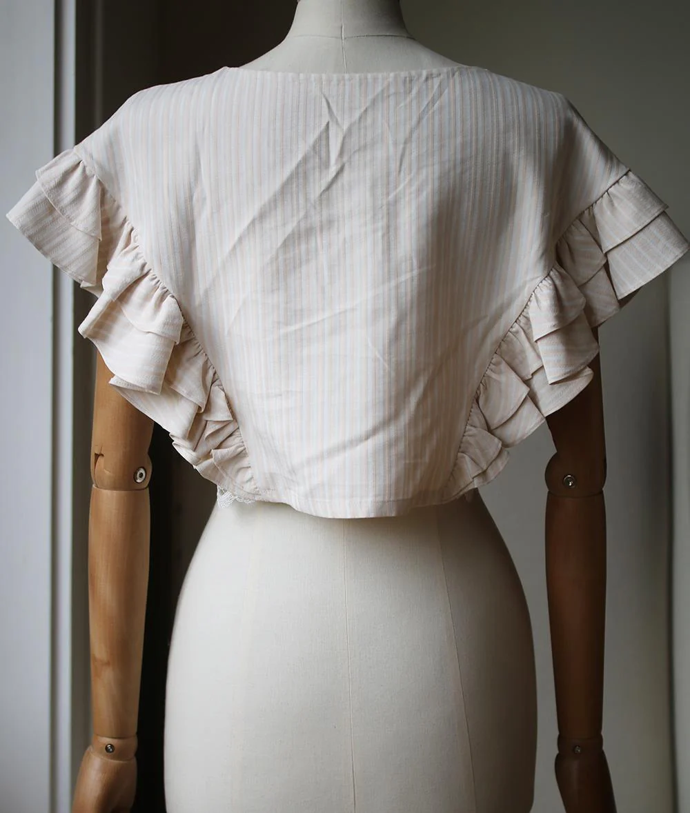 JONATHAN SIMKHAI TRIMMED LACE RUFFLE CROP TOP MEDIUM - Image 4