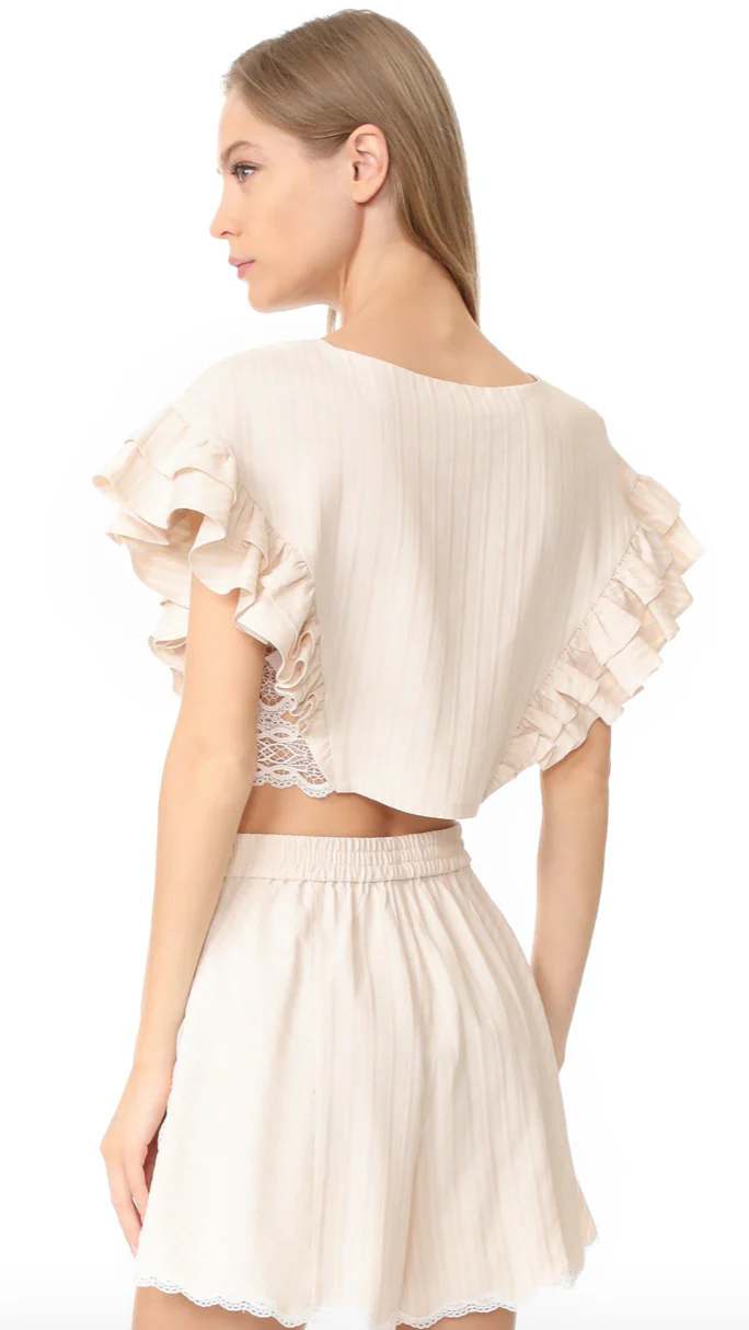 JONATHAN SIMKHAI TRIMMED LACE RUFFLE CROP TOP MEDIUM - Image 8