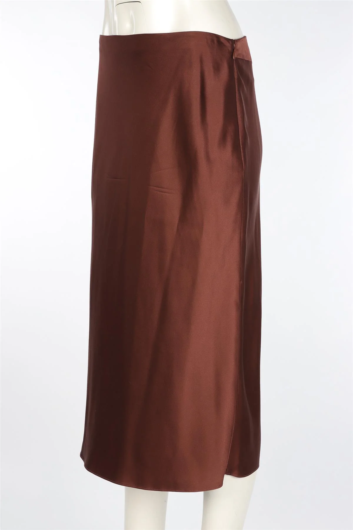 JOSEPH BROWN SILK MIDI SKIRT FR 38 UK 10 - Image 3