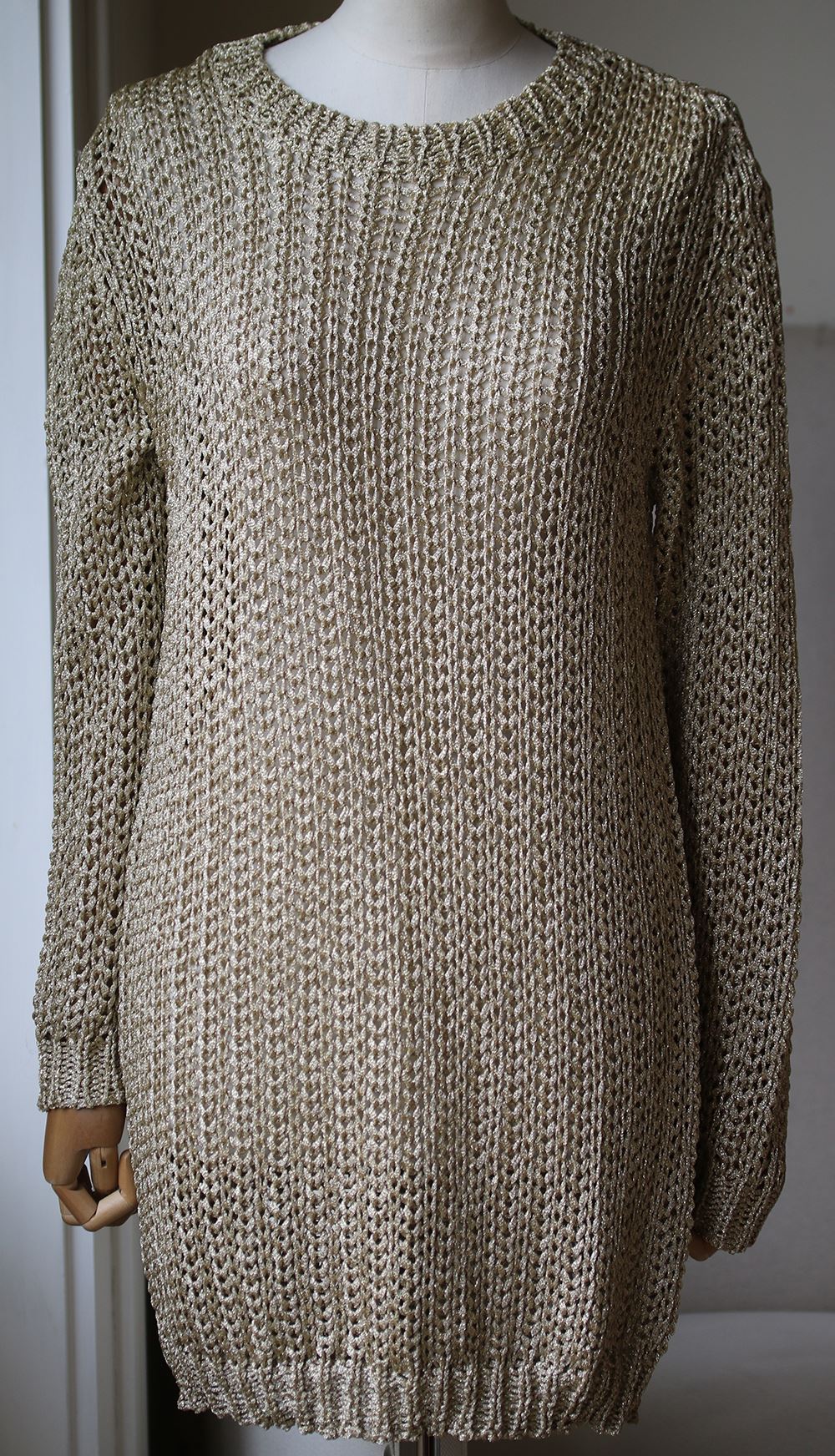 JOSEPH METALLIC OPEN KNIT SWEATER MEDIUM - Image 2