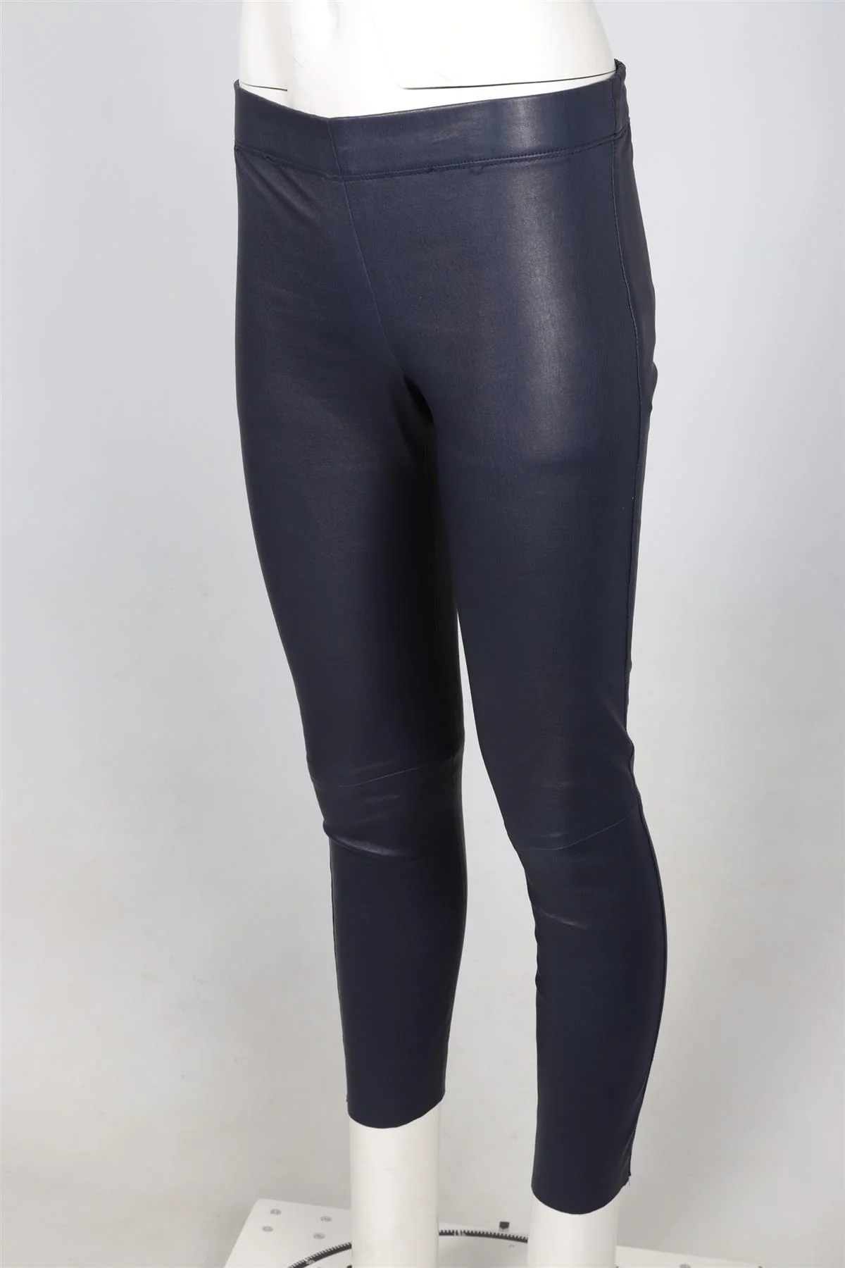 JOSEPH NAVY LEATHER SKINNY PANTS IT 36 UK 4 - Image 3