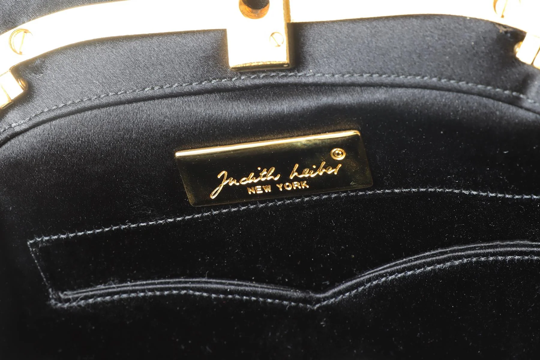 JUDITH LEIBER BLACK VINTAGE CRYSTAL AND SATIN CLUTCH - Image 10