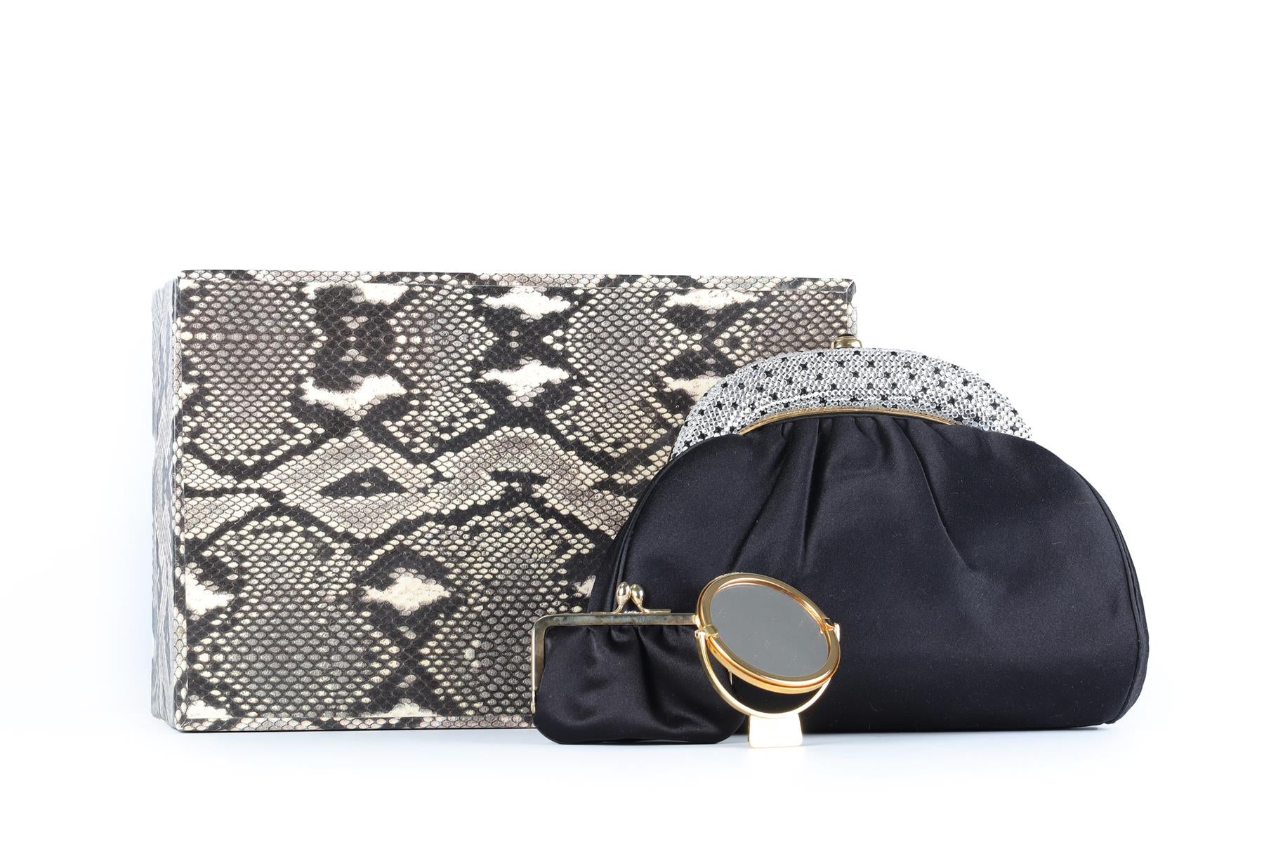 JUDITH LEIBER BLACK VINTAGE CRYSTAL AND SATIN CLUTCH - Image 12