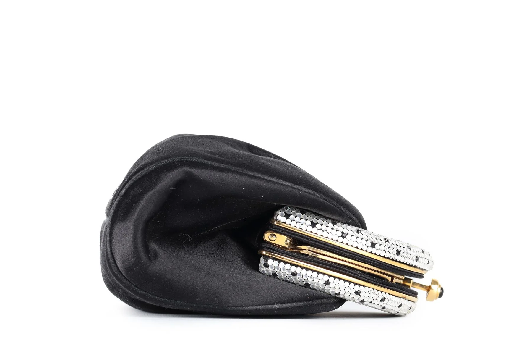 JUDITH LEIBER BLACK VINTAGE CRYSTAL AND SATIN CLUTCH - Image 5