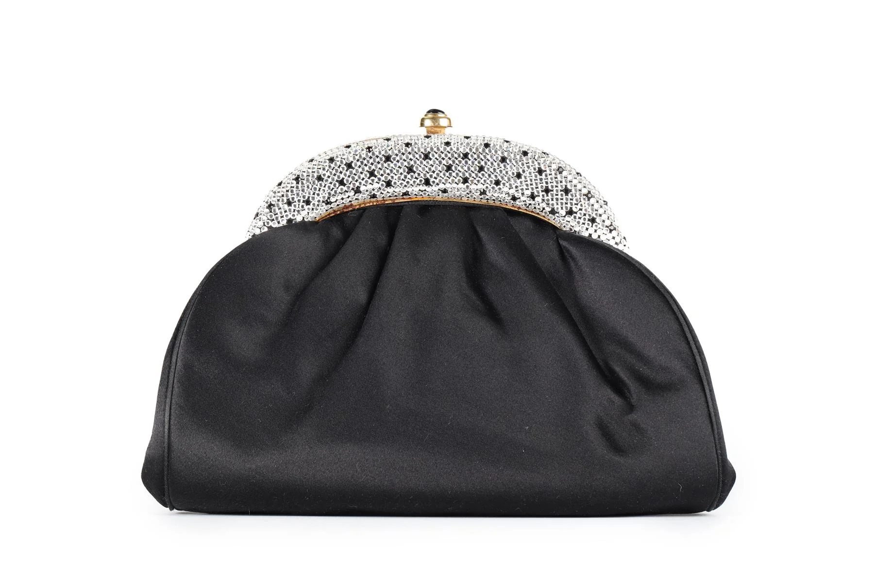 JUDITH LEIBER BLACK VINTAGE CRYSTAL AND SATIN CLUTCH - Image 7