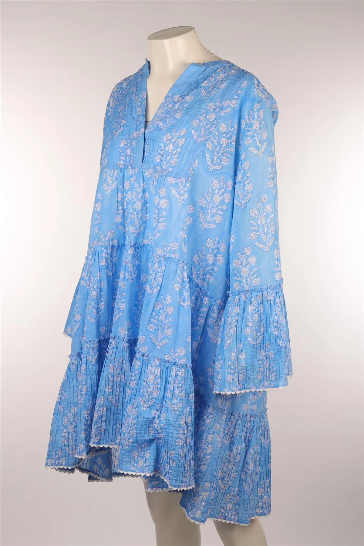 JULIET DUNN LONDON BLUE COTTON MINI DRESS 3 UK 12/14 - Image 3