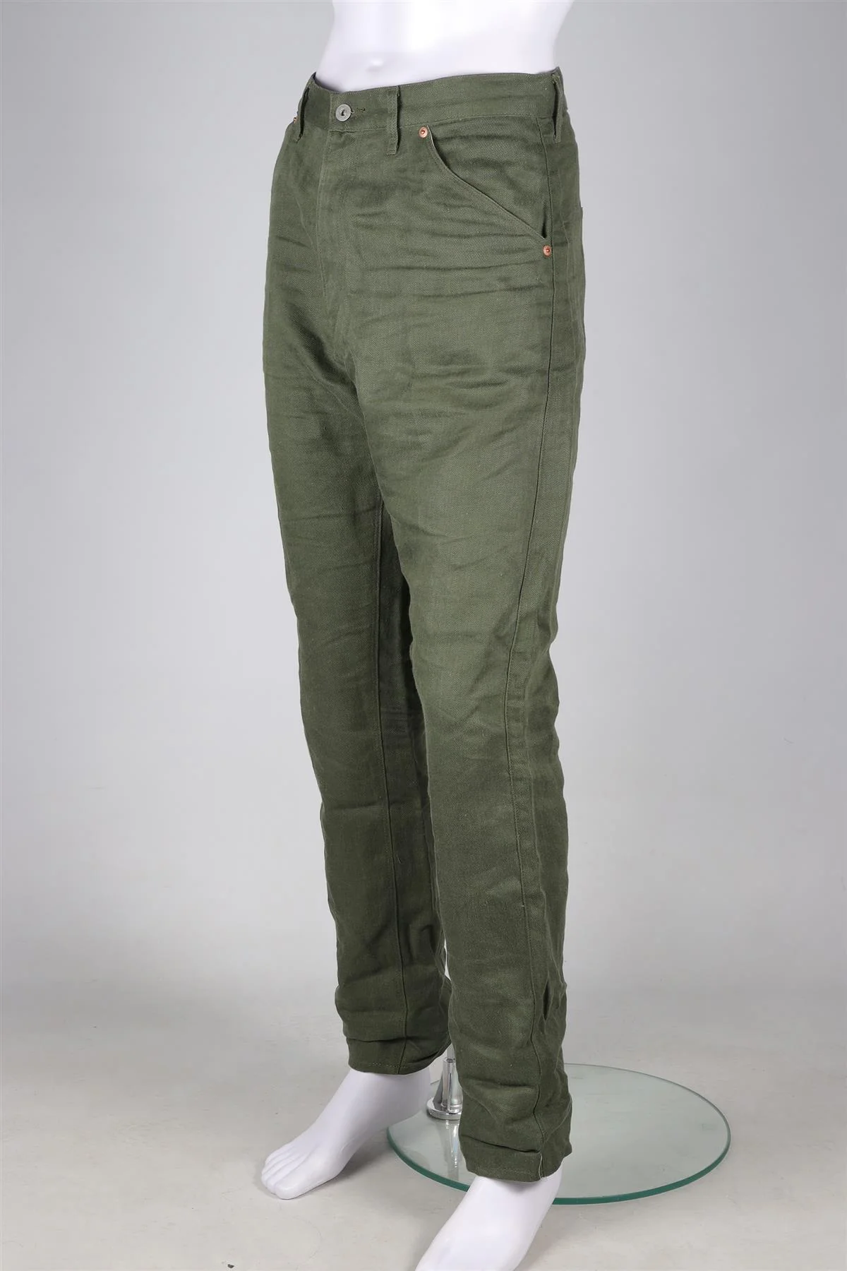 JUNYA WATANABE + COMME DES GARCONS GREEN MEN'S LINEN STRAIGHT LEG PANTS LARGE - Image 3