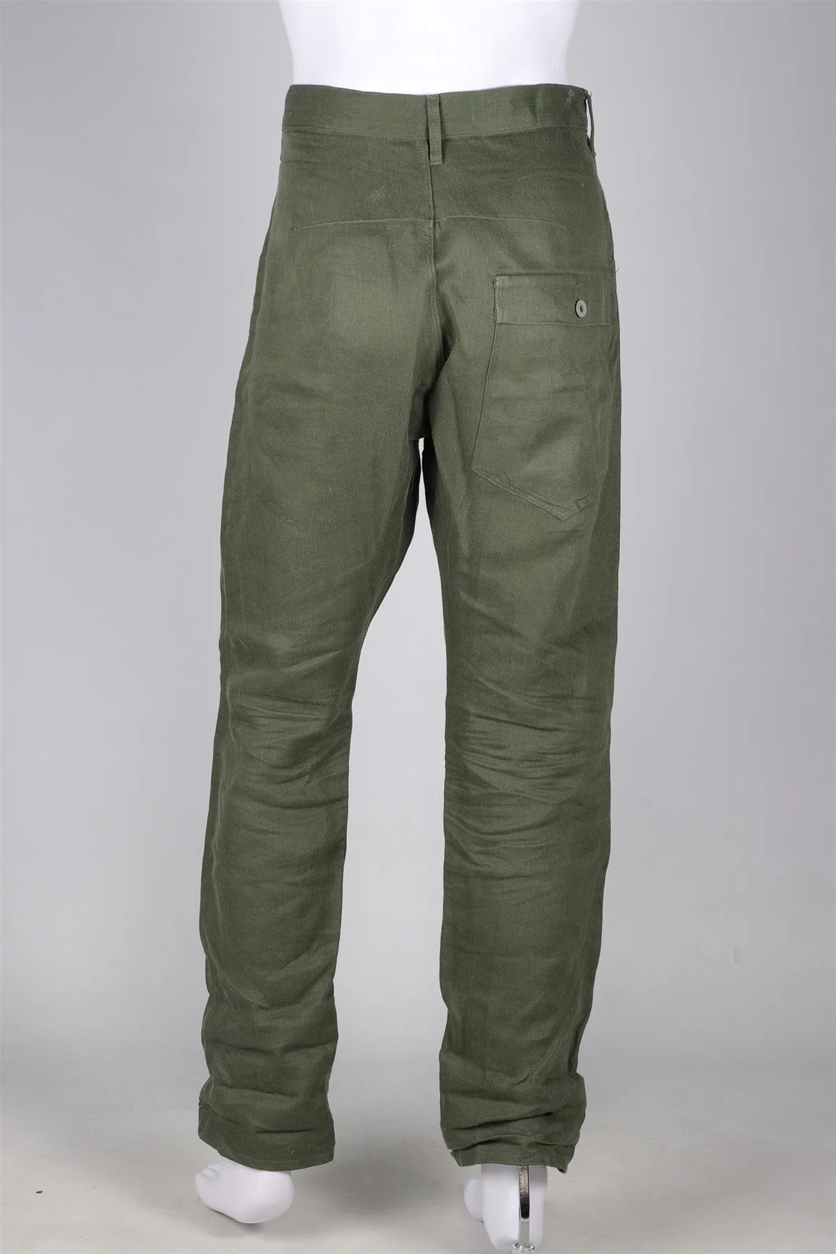 JUNYA WATANABE + COMME DES GARCONS GREEN MEN'S LINEN STRAIGHT LEG PANTS LARGE - Image 4