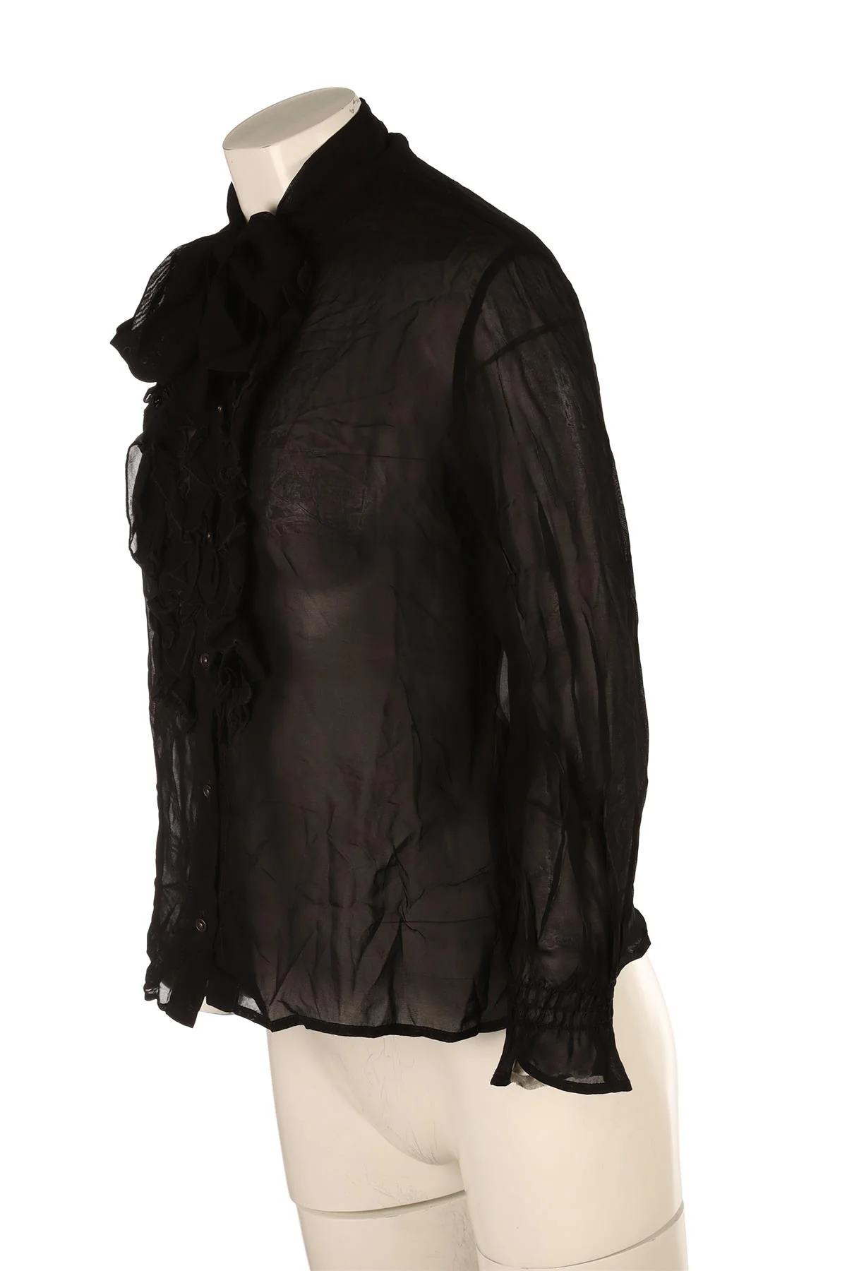 JUST CAVALLI BLACK CREPE SHIRT IT 42 UK 10 - Image 3