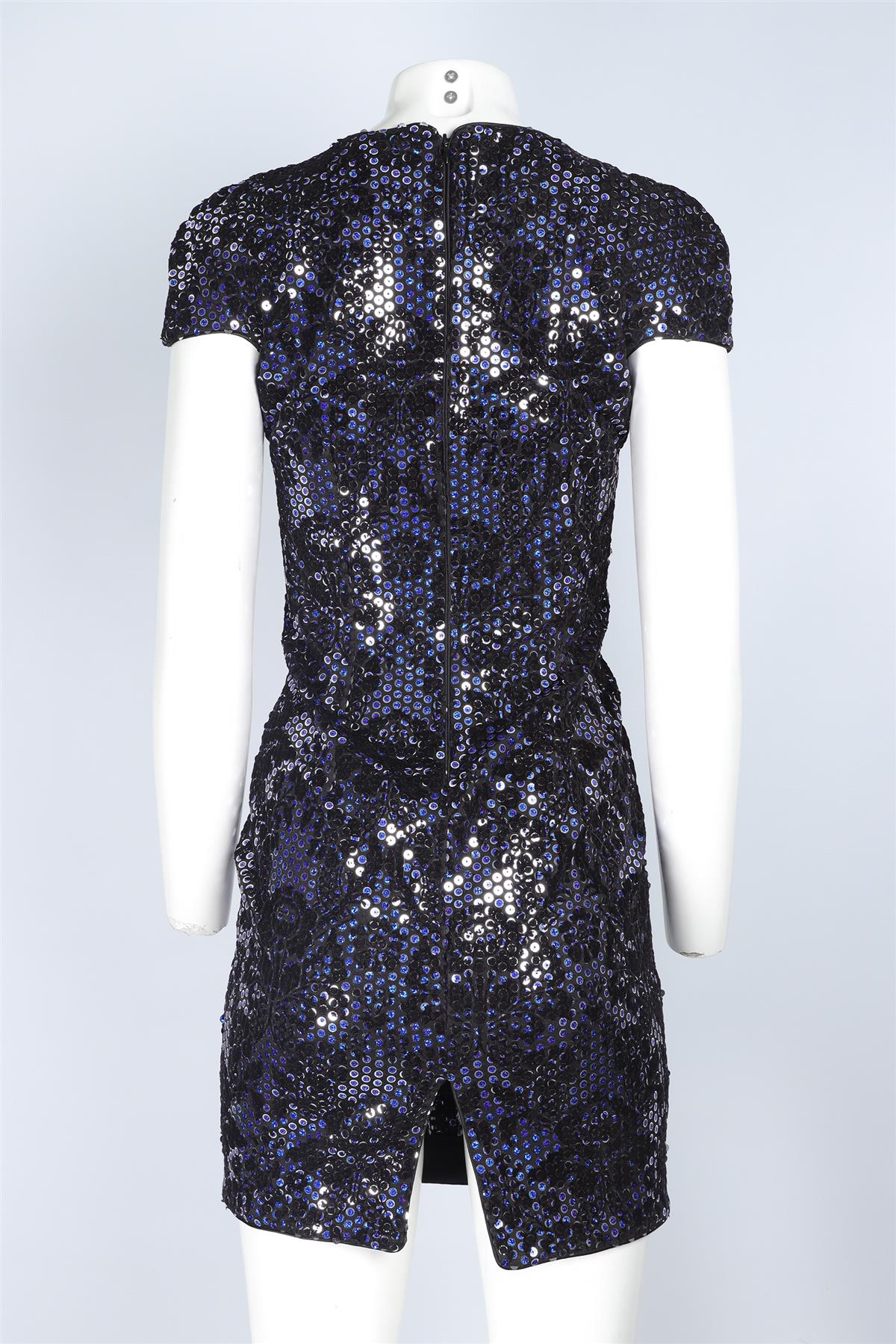 JUST CAVALLI BLUE SEQUIN MINI DRESS SMALL - Image 4