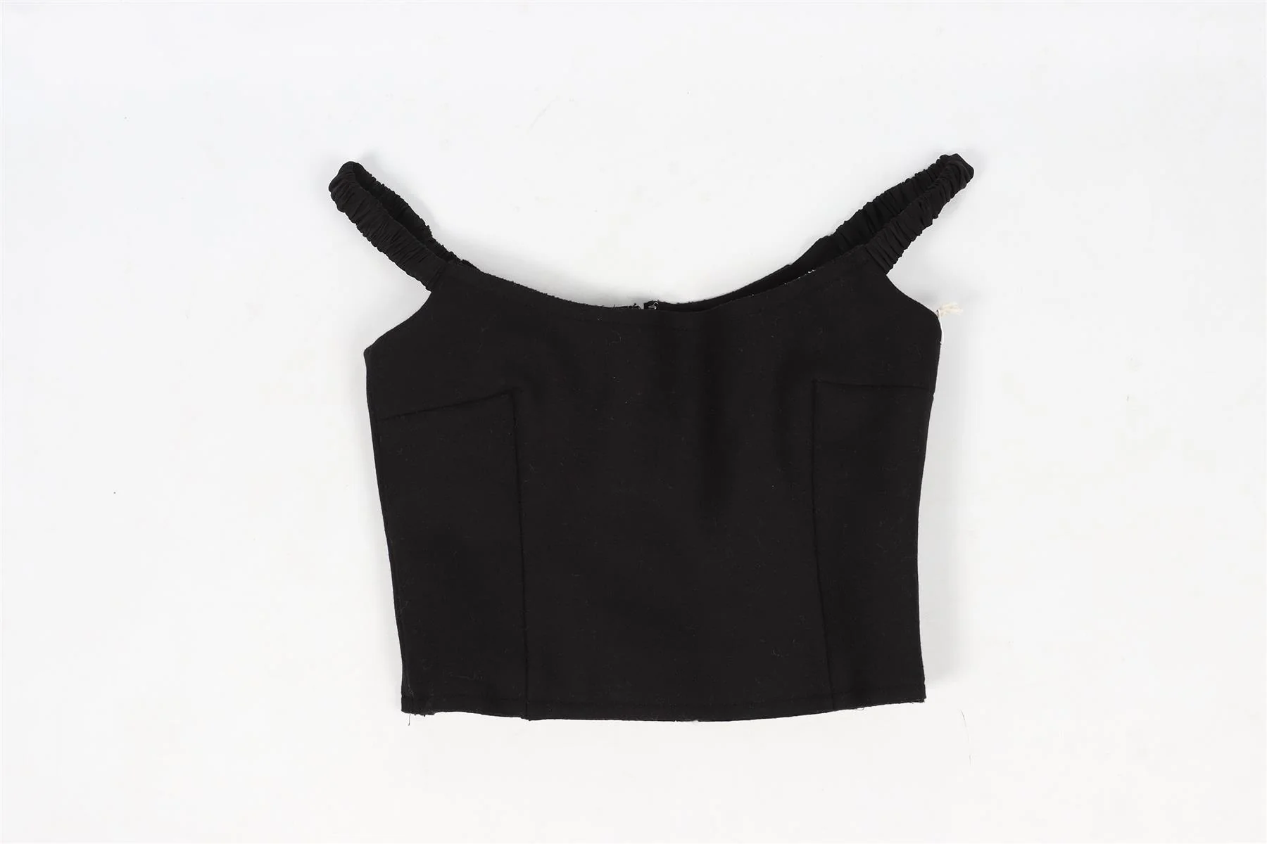 KHAITE BLACK CROPPED WOOL BLEND TOP XSMALL - Image 2