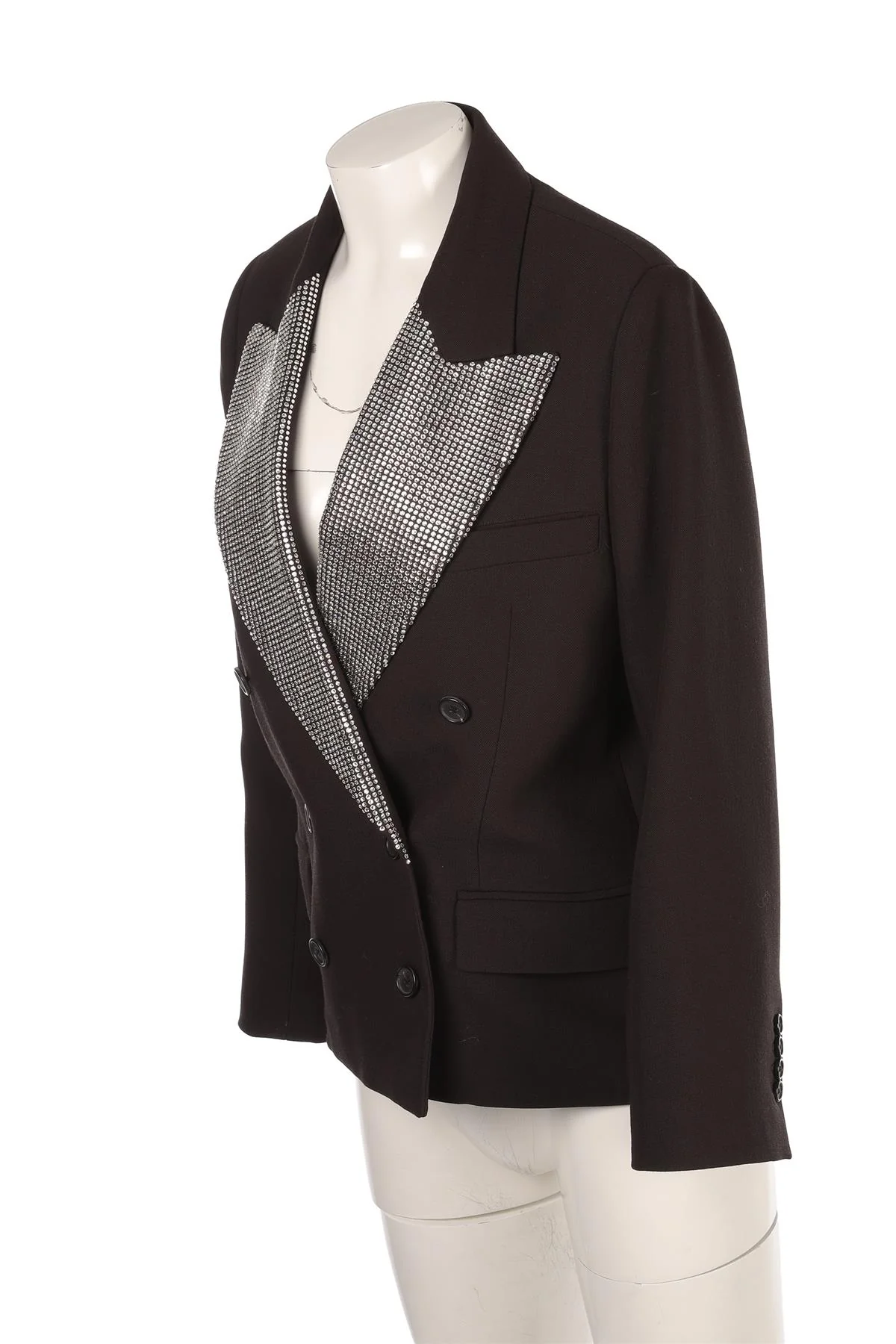 KHAITE BLACK CRYSTAL AND WOOL BLAZER SMALL - Image 3