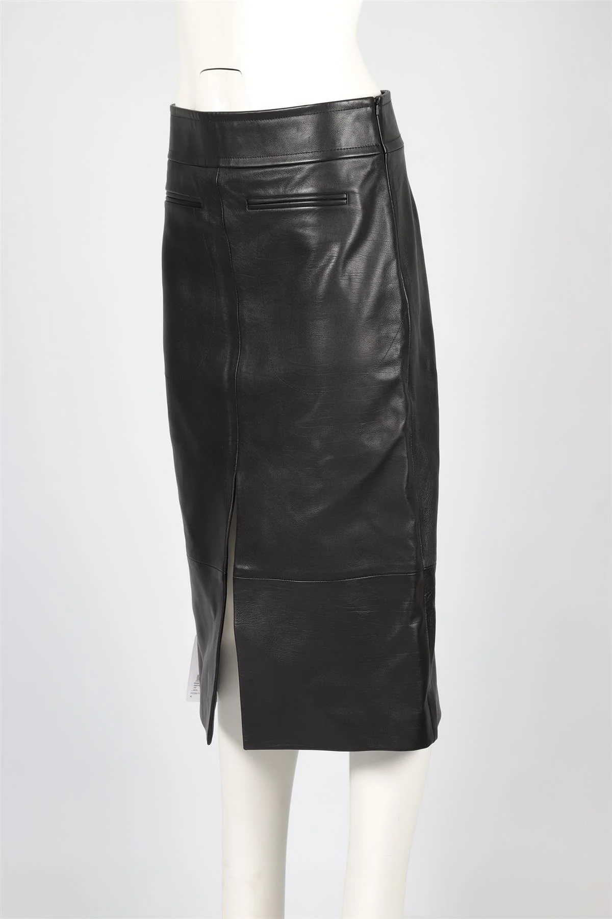 KHAITE BLACK LEATHER MIDI SKIRT US 4 UK 8 - Image 3