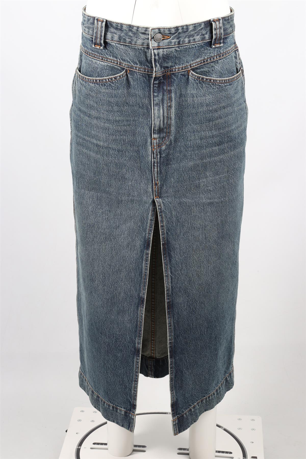 KHAITE BLUE DENIM MIDI SKIRT W29 UK 10-12 - Image 2