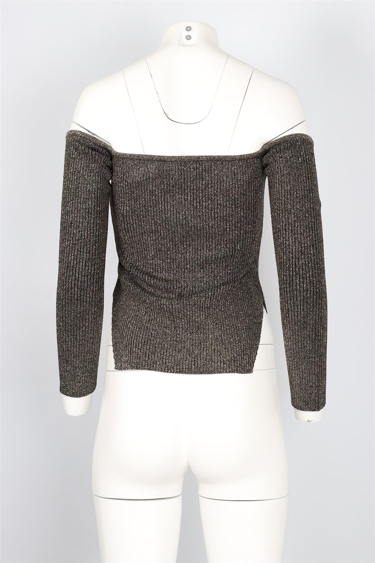 KHAITE GOLD OFF THE SHOULDER KNIT TOP SMALL - Image 4