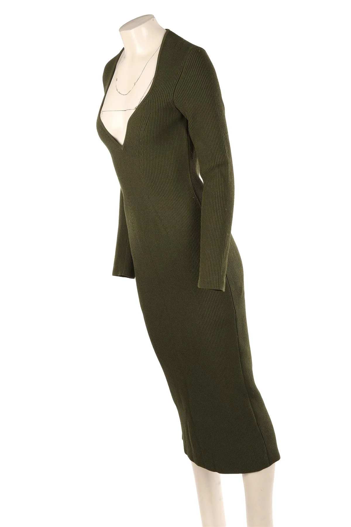 KHAITE GREEN KNIT MAXI DRESS LARGE - Image 3