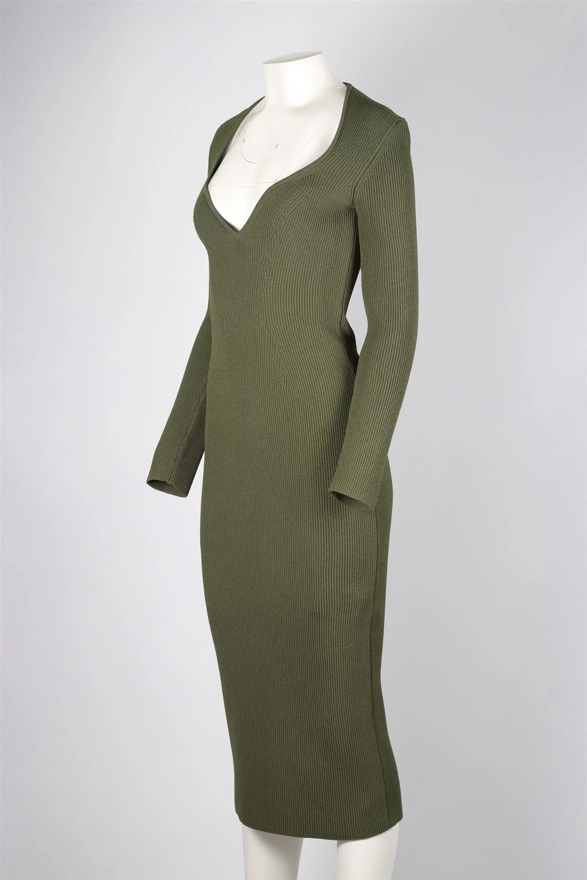 KHAITE GREEN KNIT MAXI DRESS LARGE - Image 3