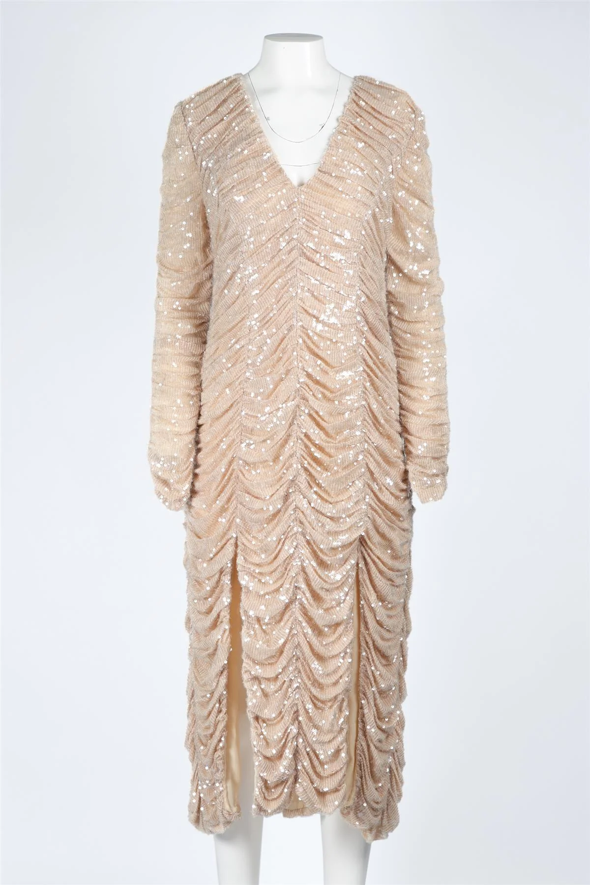 KHAITE NUDE SEQUIN MAXI DRESS US 2 UK 6 - Image 3