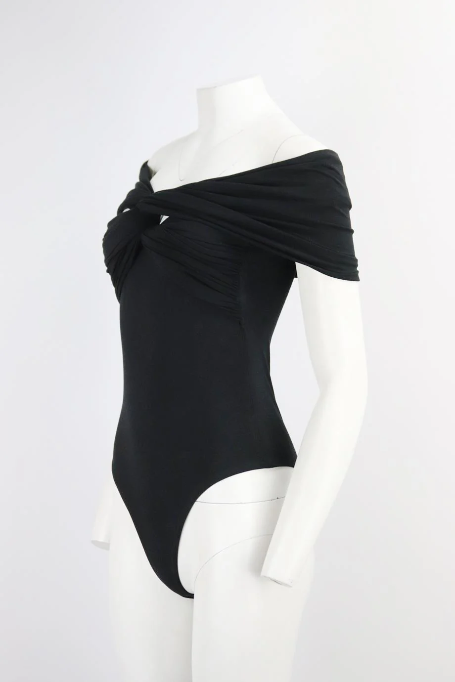 KHAITE OFF THE SHOULDER KNOTTED STRETCH COTTON JERSEY BODYSUIT MEDIUM - Image 3