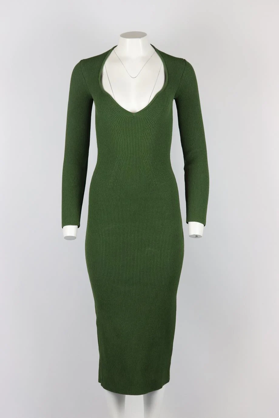 KHAITE RIBBED KNIT MIDI DRESS SMALL - Image 2