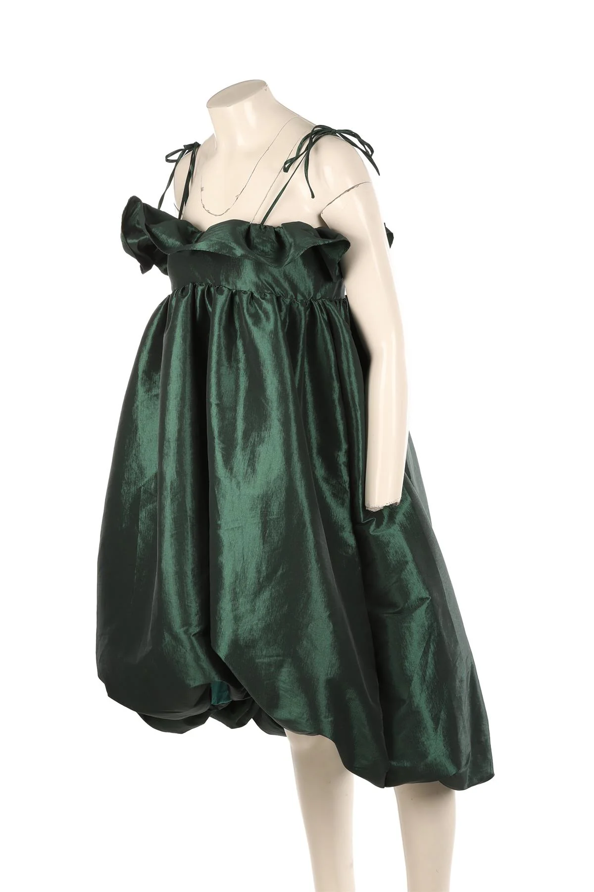 KIKA VARGAS GREEN TAFFETA MIDI DRESS MEDIUM - Image 3