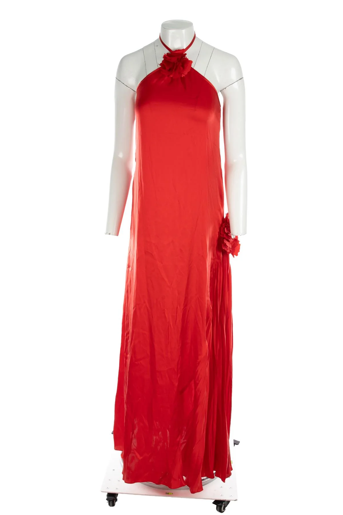 KIKA VARGAS RED SILK MAXI DRESS SMALL - Image 2