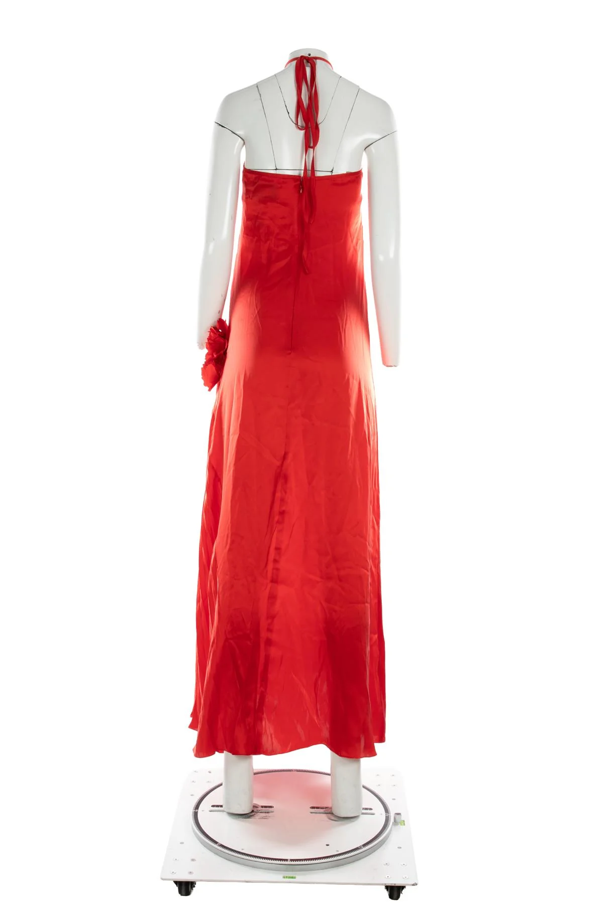 KIKA VARGAS RED SILK MAXI DRESS SMALL - Image 4