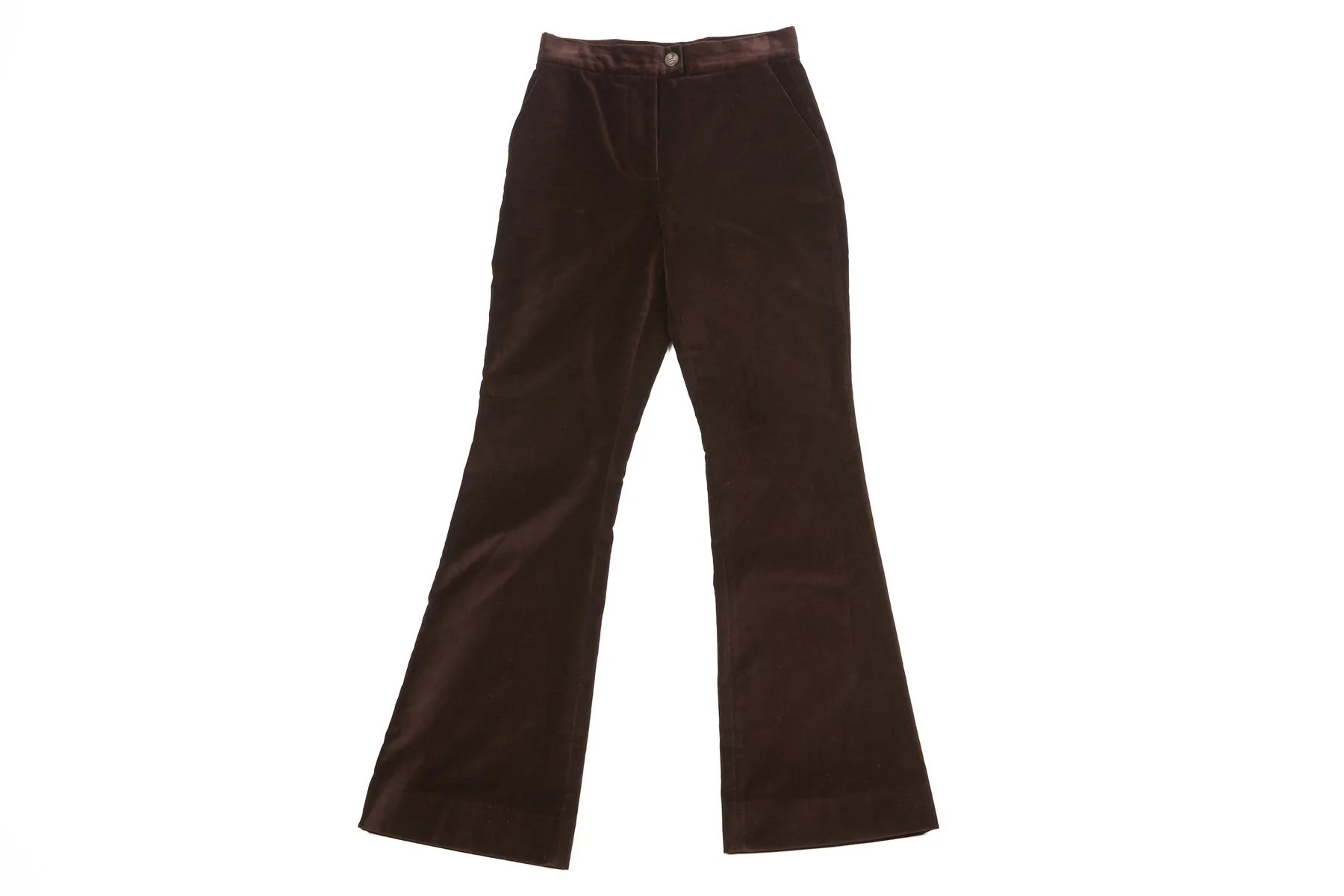 KIPPER BROWN VELVET FLARED PANTS UK 8 - Image 2