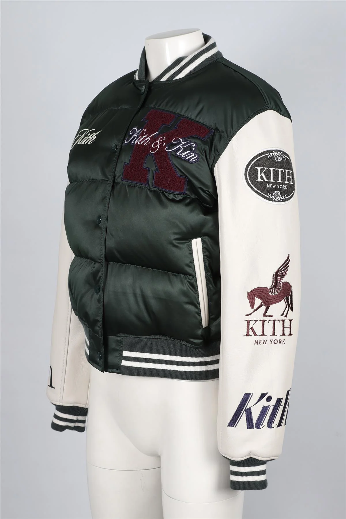 KITH GREEN LEATHER AND SHELL BOMBER JACKET SMALL - Image 3