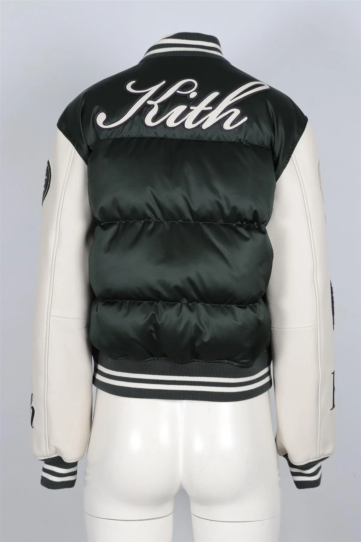 KITH GREEN LEATHER AND SHELL BOMBER JACKET SMALL - Image 4