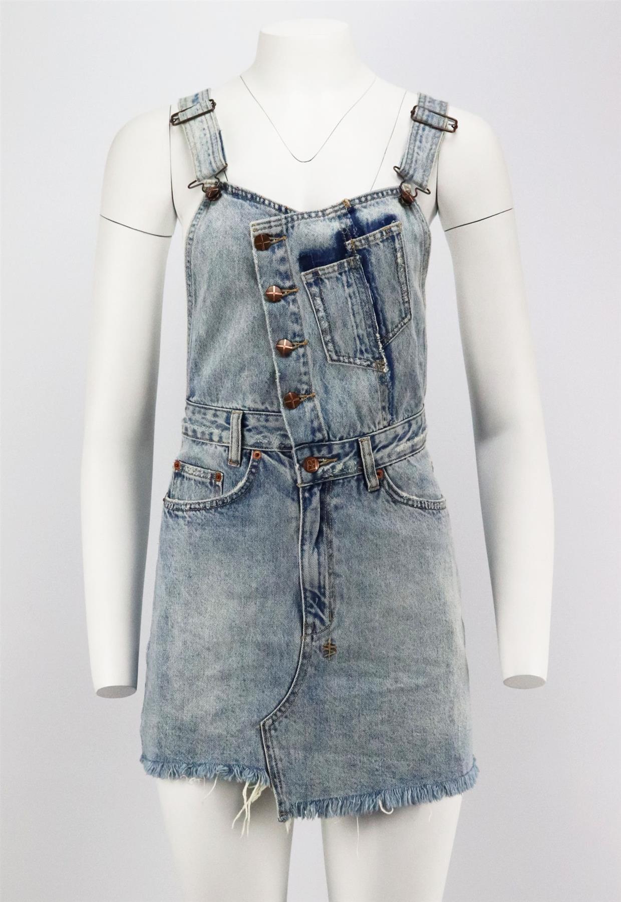 KSUBI DISTRESSED DENIM MINI DRESS SMALL - Image 2