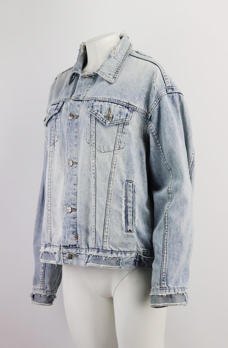 KSUBI OVERSIZED DISTRESSED DENIM JACKET LARGE - Image 3