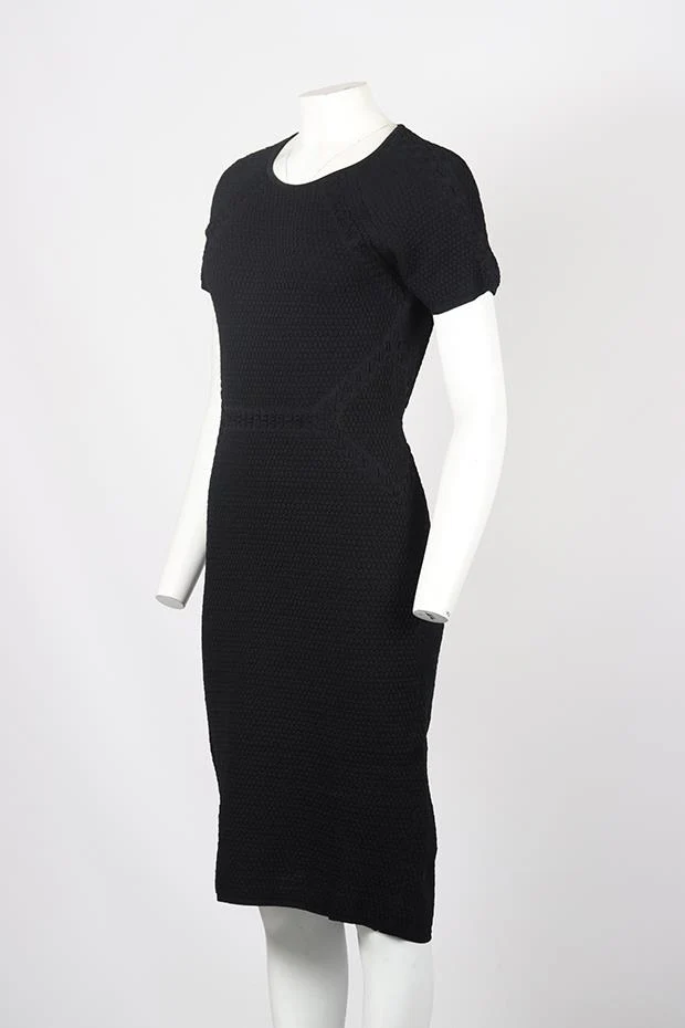 L.K. BENNETT STRETCH KNIT MIDI DRESS LARGE - Image 3